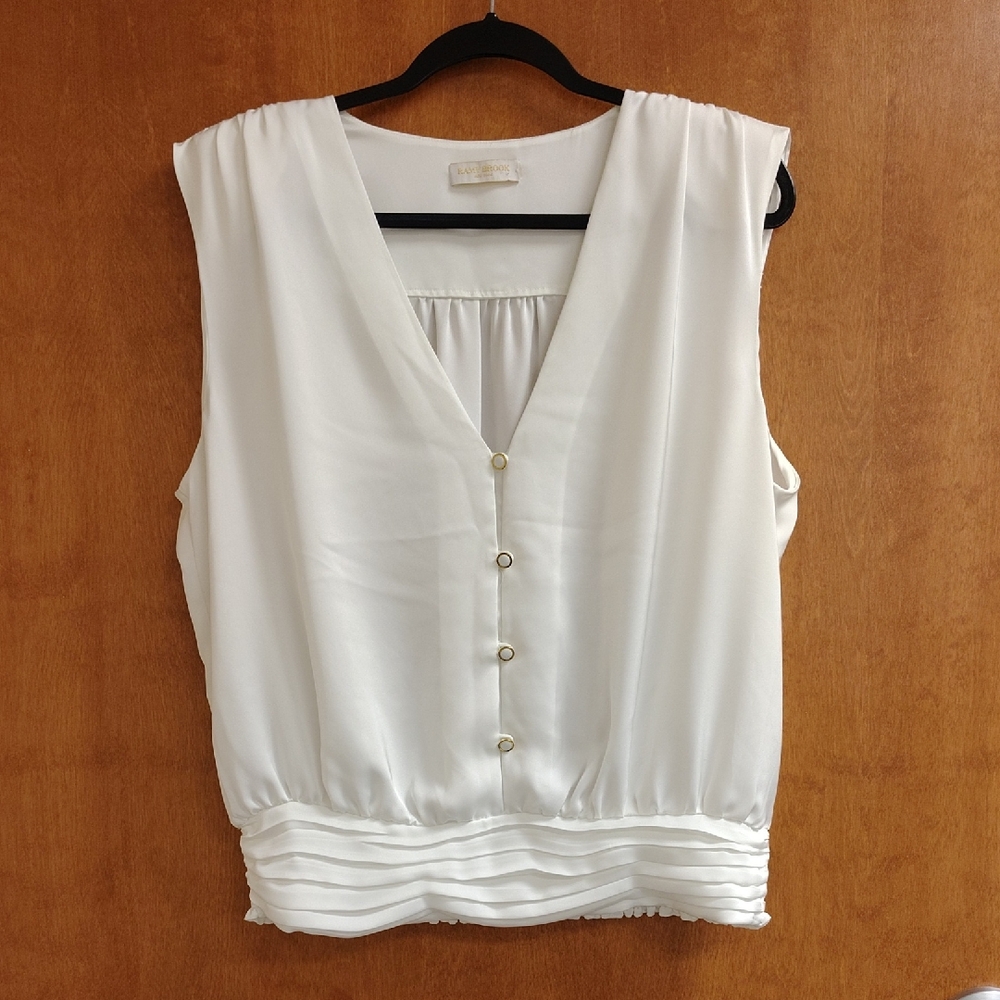 Ramy Brook Tessa Satin Sleeveless Buttondown Blouse